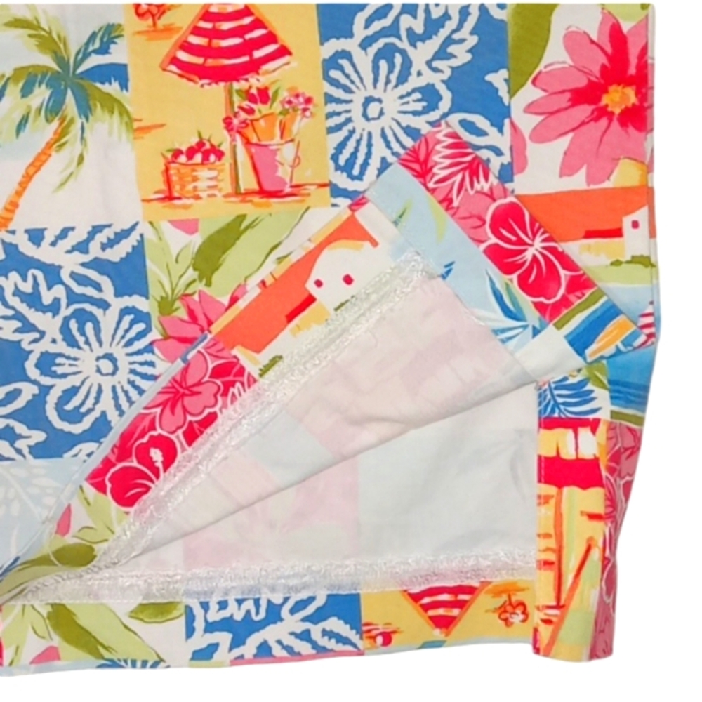 Talbots Tropical Patchwork Print A-line Skirt Cotton Canvas Stretch Sz 10 - Picture 6 of 12